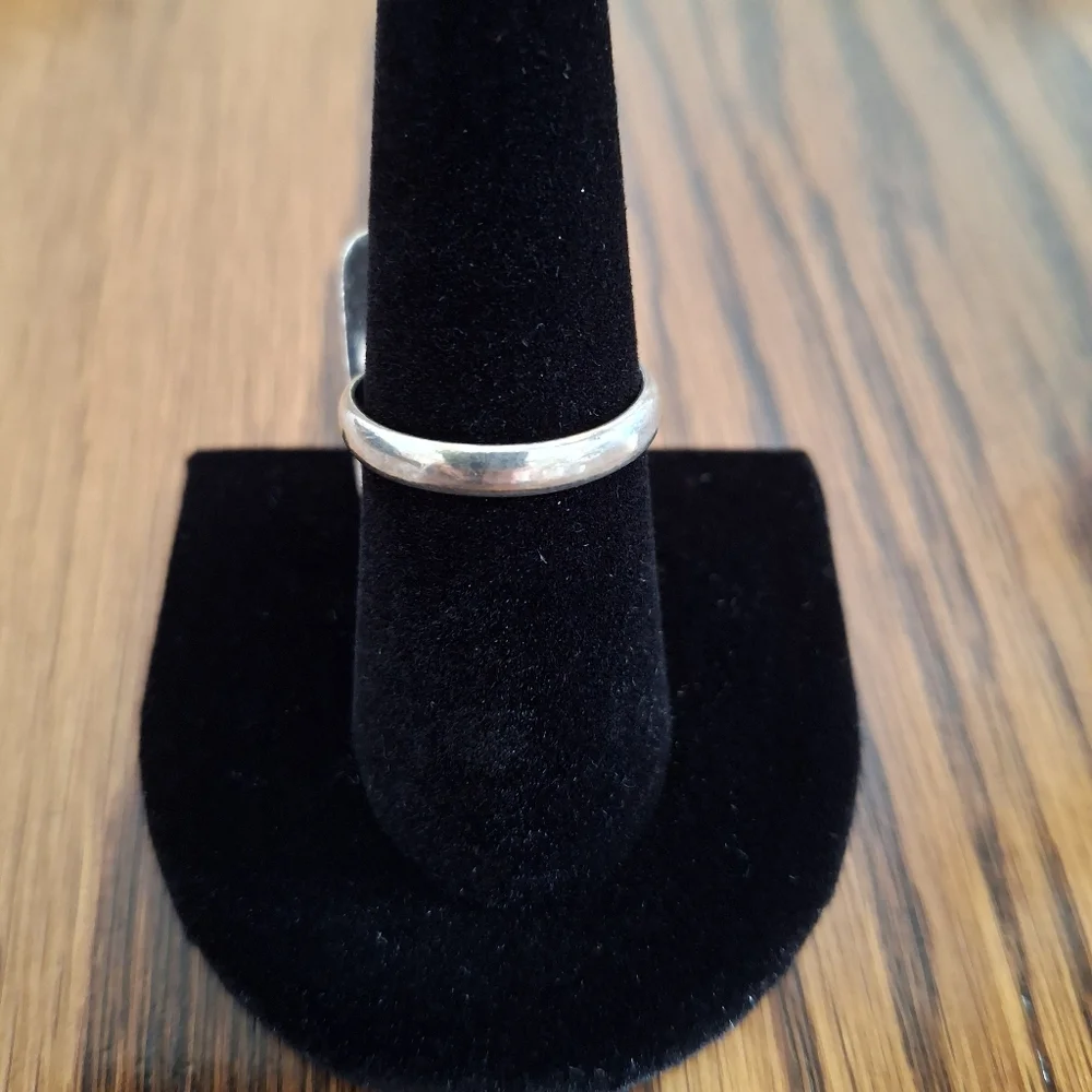 Ring Rhodochrosite Pink Square Stone Sterling Silver Adjustable Band Sizes 7-8-9